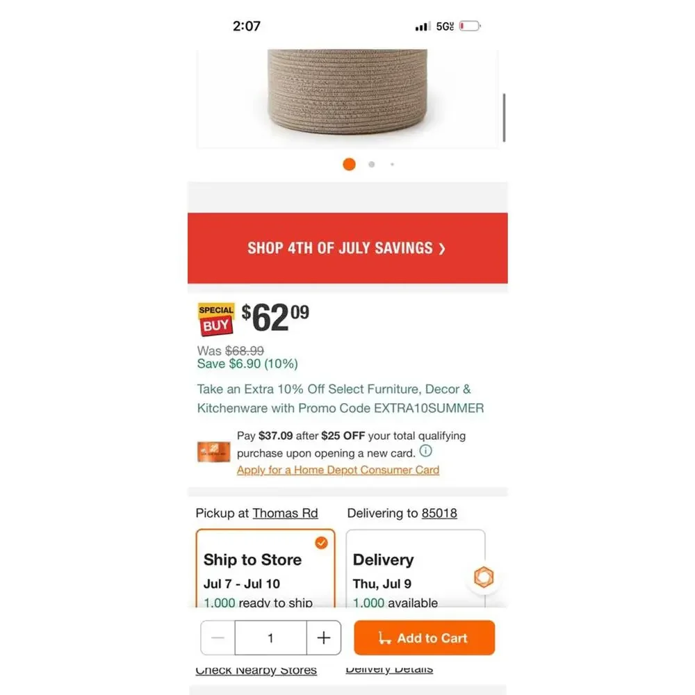 2 Cotton Rope Woven Laundry Hamper Decorative Storage Basket for Blankets